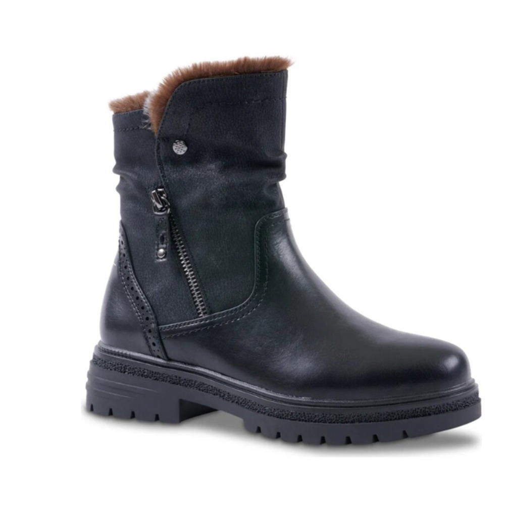 G.C. Shoes Boots Womens Size 6.5 Black Martin Faux Fur Lined Ankle Snow Boots